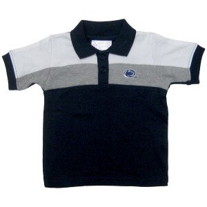 navy, gray, and white toddler rugby polo with Penn State Athletic Logo